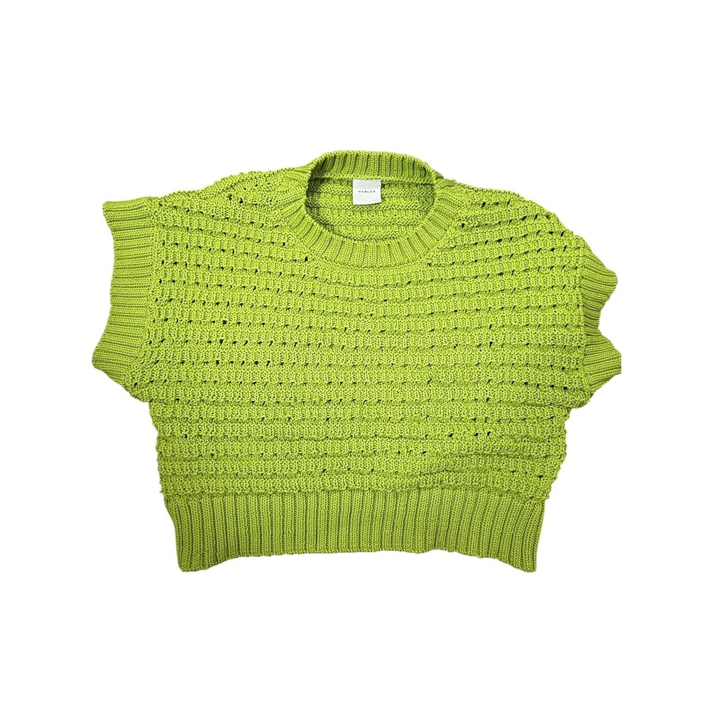 Varley Sweater Vest Womens‎ Large Green Fillmore Knit Open Knit Crewneck